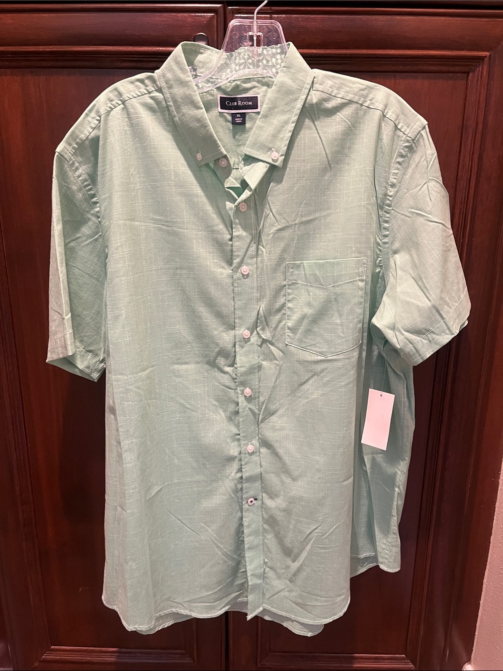 Club Room Men's Mint Green Short-Sleeve Button-Down Shirt